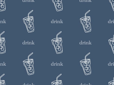 Drink cartoon character seamless pattern on blue background vector