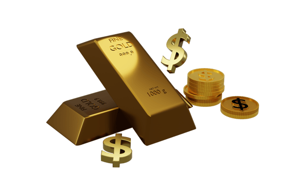 3d rendering Gold bars and dollar signs concept forex trading in the investment of investors transparency png