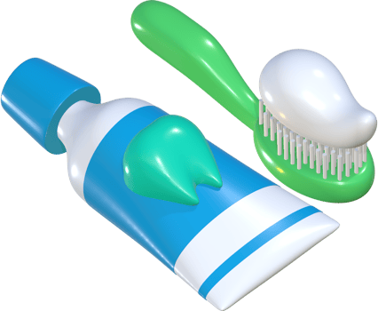 Toothpaste and toothbrush 3D illustration. png