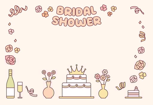 Bridal shower invitation. Decorated with cakes, champagne and flowers. vector