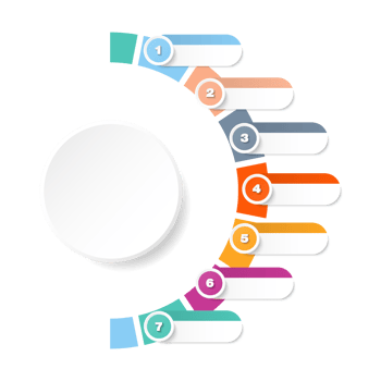 Infographic with 7 steps, process or options. png