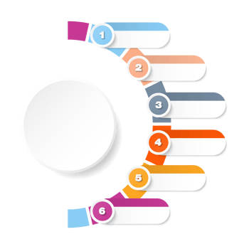 Infographic with 6 steps, process or options. png