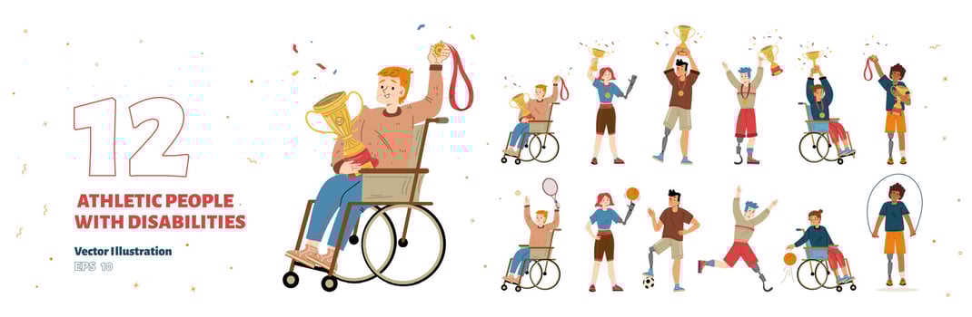 Set of athletic people with disabilities vector