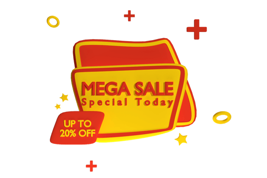 3d render label mega offer sale 3d Illustration with megaphone and element design on yellow background easy to use for promotion png