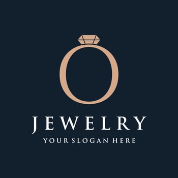 Jewelry ring abstract logo template design with luxury diamonds or gems.Isolated on black and white background.Logo can be for jewelry brands and signs. vector