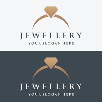 Jewelry ring abstract logo template design with luxury diamonds or gems.Isolated on black and white background.Logo can be for jewelry brands and signs. vector