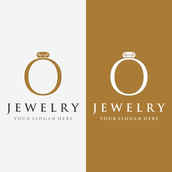 Jewelry ring abstract logo template design with luxury diamonds or gems.Isolated on black and white background.Logo can be for jewelry brands and signs. vector