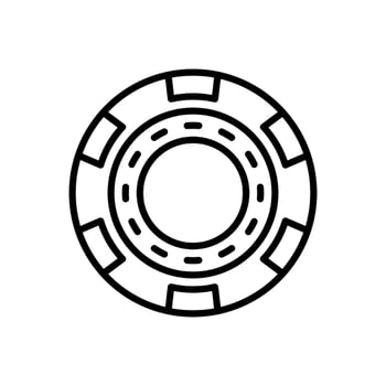 Casino chip, poker chip icon in line style design isolated on white background. Editable stroke. vector