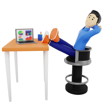 3d the character is relaxing at work png