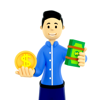 3d character holding money png