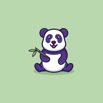 Cute Panda Bamboo Logo vector