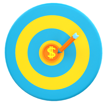 3D dartboard and money icon png