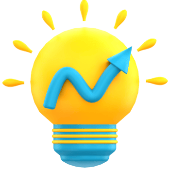 3D bulb with rising graph png