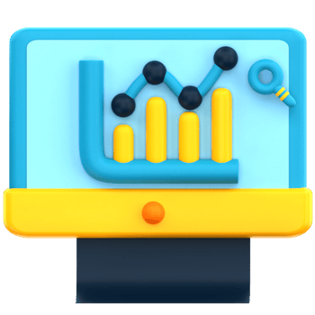 3D Monitor and Graph data analyst png