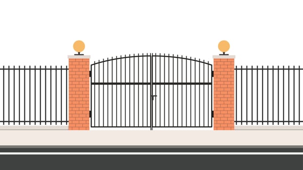 Arch way vector. arch brick door. railing vector. Wall fence. House gate vector. vector