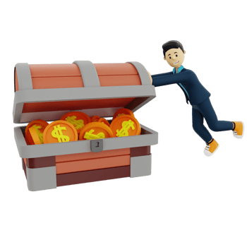 3d character treasure business png