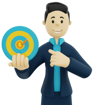 3D business man with dartboard png