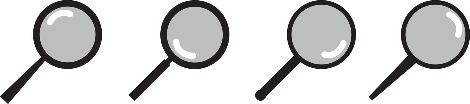 Magnifier icon, search. Vector illustration.