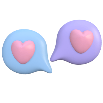 3d love chat bubbles and hearts png