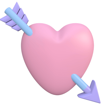 3d Heart arrowed with a wooden cupids arrow png