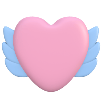 3d red heart with a wing png