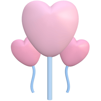 3d hot air balloon with red heart png