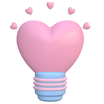 3d rendering bulb with heart png