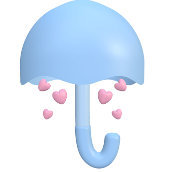 3d blue umbrella with red heart png