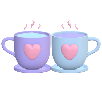 3d a couple of love mugs with a warm drink png