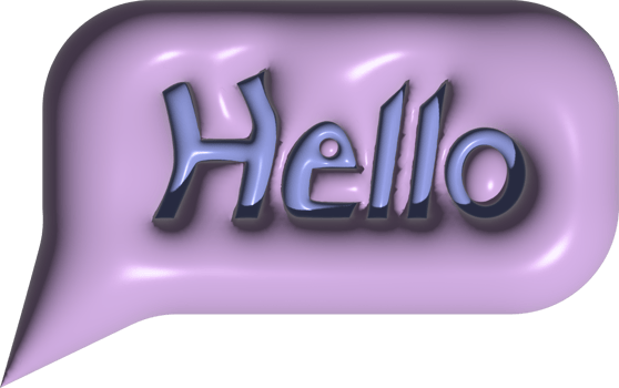 purple 'hello' conversation bubble png