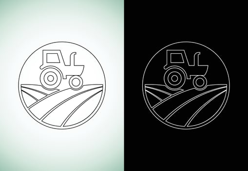 Tractor or farm line art style logo design, suitable for any business related to agriculture industries. vector