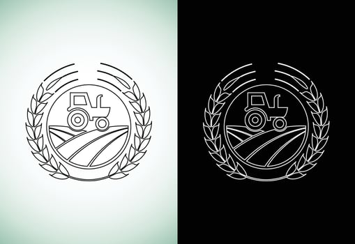 Tractor or farm line art style logo design, suitable for any business related to agriculture industries. vector