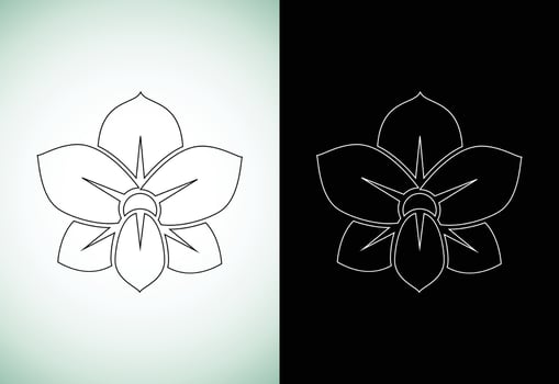 Orchid flower line art style logo design template vector illustration