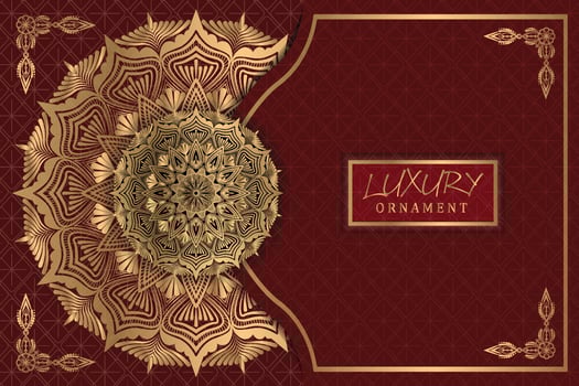 Luxury golden geometric mandala ornament shape background. vector ethnic mandala