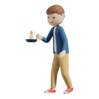 a man carries a candle png