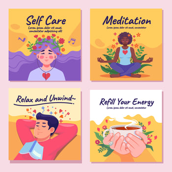 Self Care Healthy Mind Social Media Tamplate vector