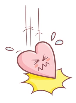 Cute and funny heart falling down vector