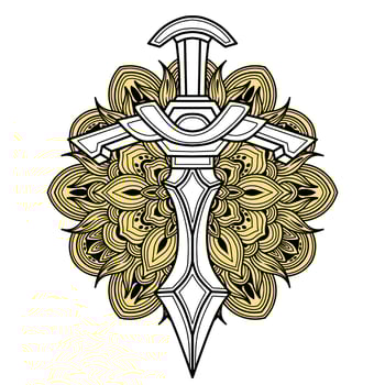 Sword vector with mandala background