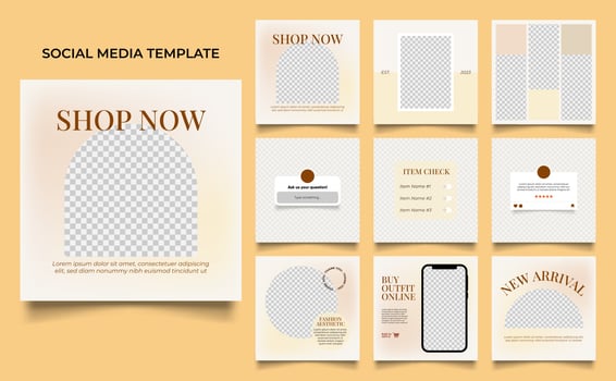 social media template banner fashion sale promotion in yellow brown white color vector
