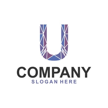 letter u colorful geometric logo design vector