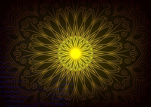Yellow light mandala flower modern design geometry background vector