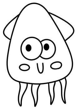Squid icon of ocean life line design png