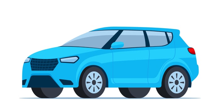 Blue modern Suv car, side view. Vector illustration.