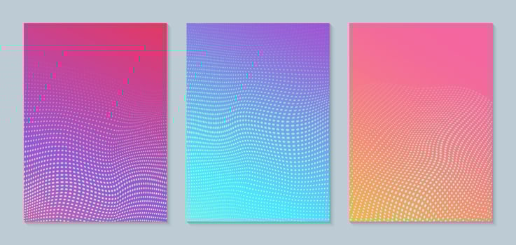 Abstract geometric background with halftone dots pattern. Set of Vector covers design. Minimalist poster template.