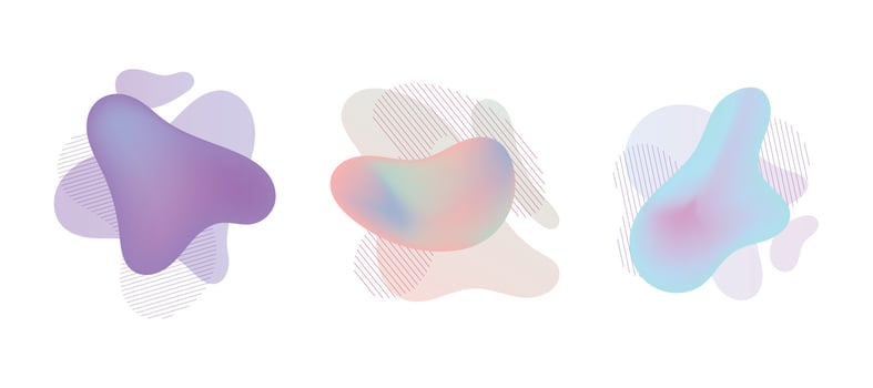 Set of abstract isolated design elements, gradient shapes. vector