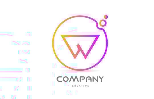geometric W letter alphabet logo icon with circle and bubbles. Creative template for company and business vector