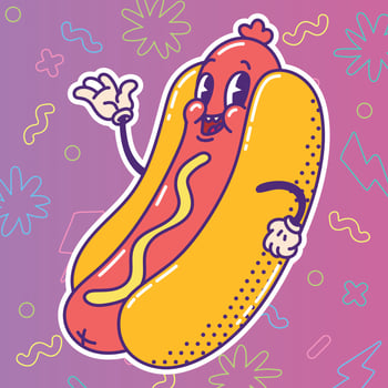 Isolated colored happy hot dog traditional cartoon character Vector