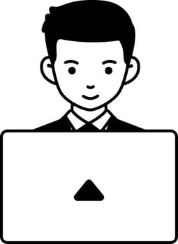 Employee man working laptop business company freelance worker Element illustration Semi-Solid Transparent vector