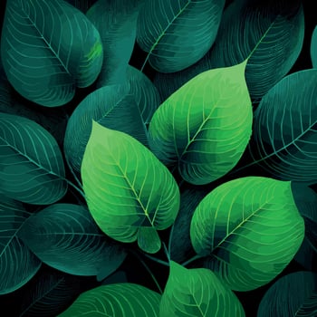 Texture of green leaves, green background pattern - Vector