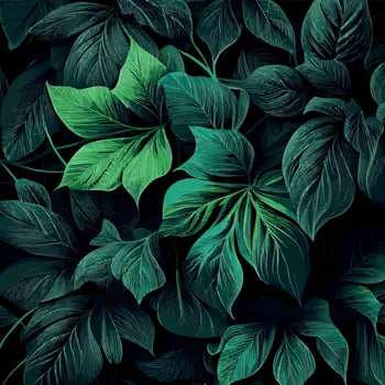 Texture of green leaves, green background pattern - Vector